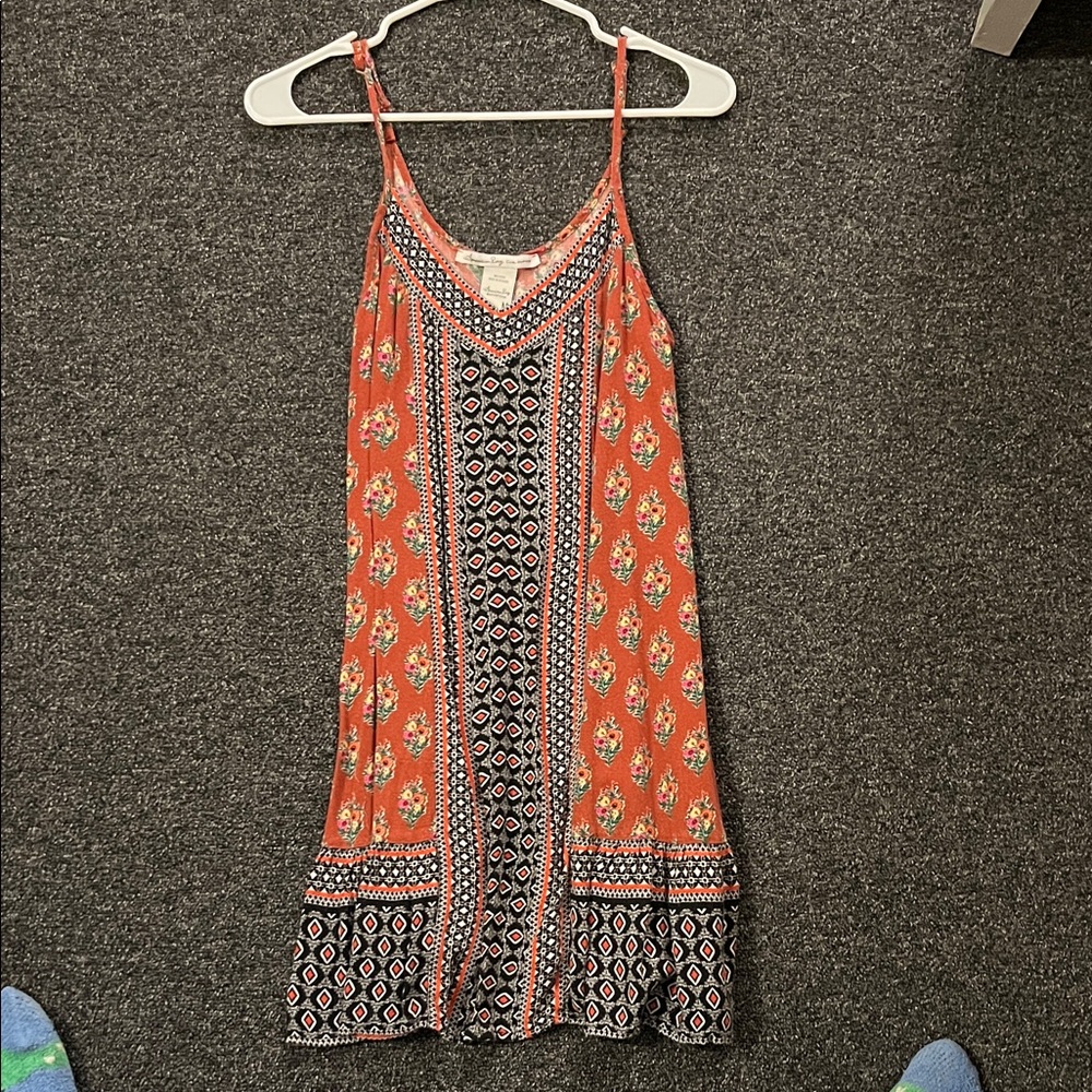 7/$20American Rag Orange and Black Patterned Mini Dress 7/$20